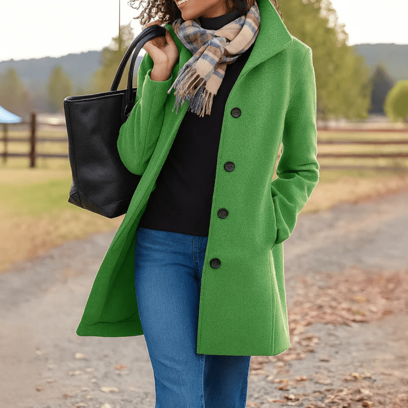 Manteau à Col Montant en Tissu Effet Laine pour Femme - Emilia Lane