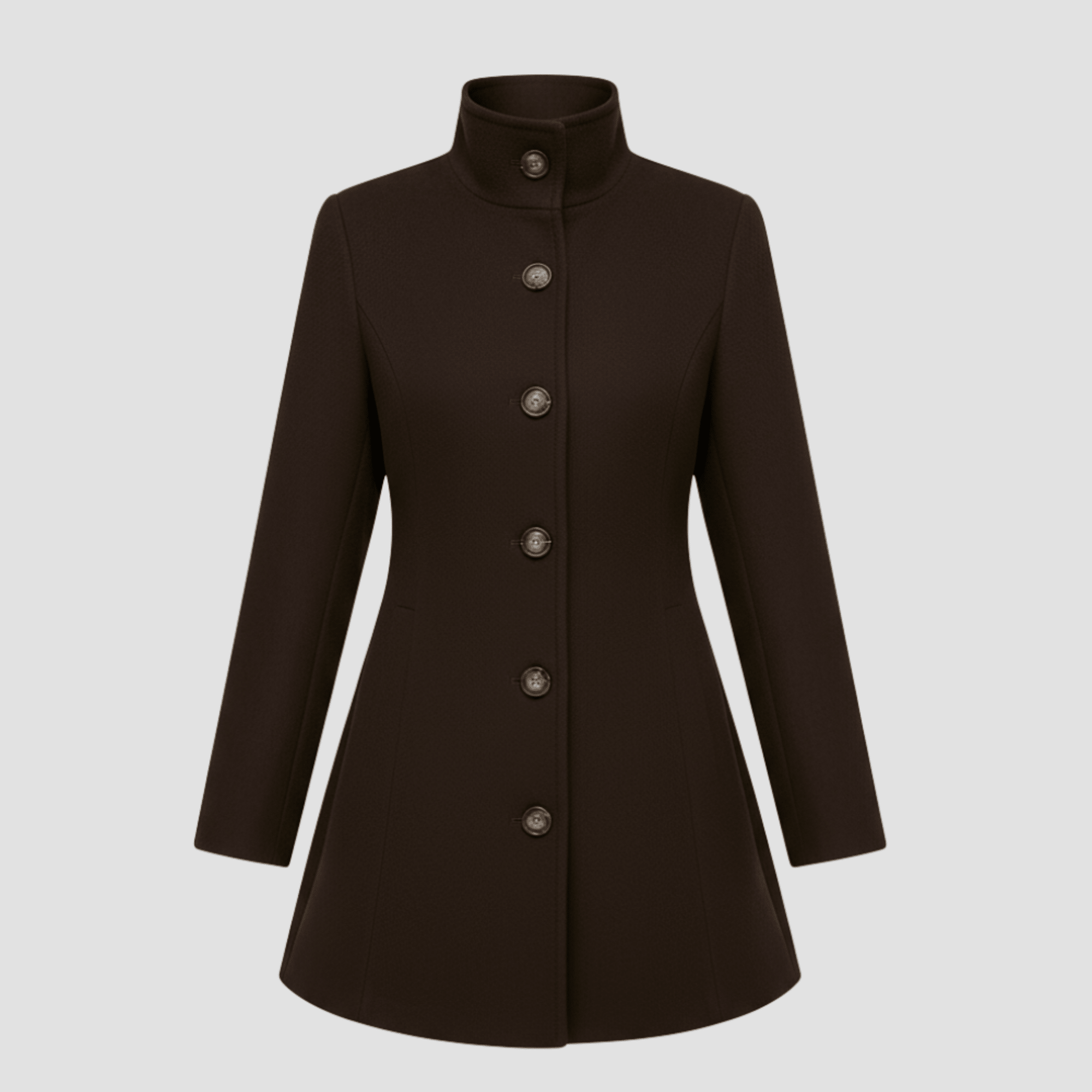 Manteau Boutonné à Col Montant pour Femmes - Emilia Lane