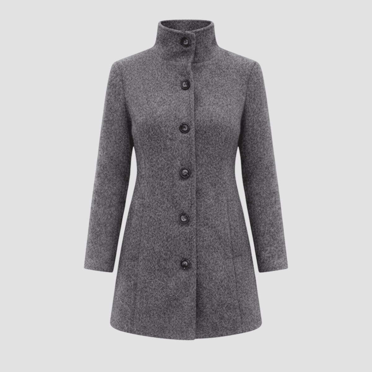 Manteau Boutonné à Col Montant pour Femmes