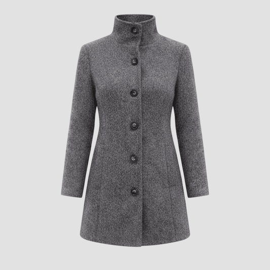 Manteau Boutonné à Col Montant pour Femmes - Emilia Lane