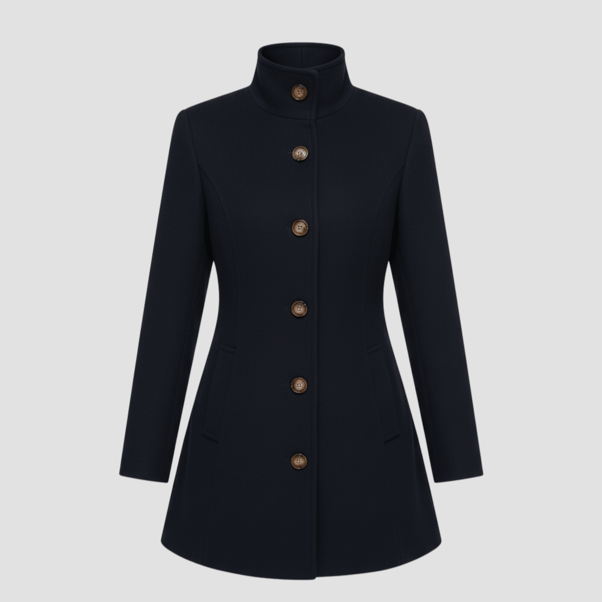 Manteau Boutonné à Col Montant pour Femmes - Emilia Lane