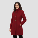 Manteau Boutonné à Col Montant pour Femmes - Emilia Lane