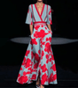 Robe Maxi Imprimé Floral Décolleté en V pour Femmes