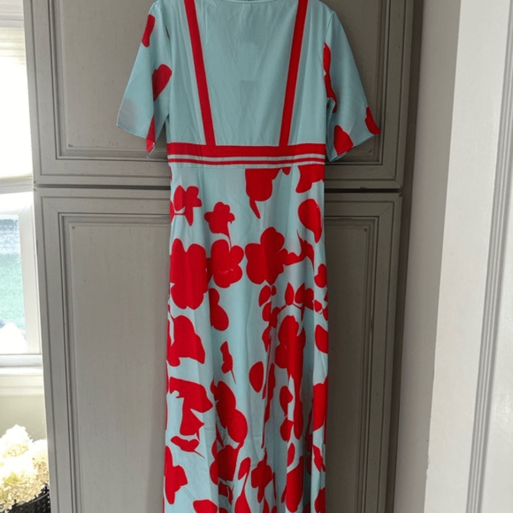 Robe Maxi Imprimé Floral Décolleté en V pour Femmes