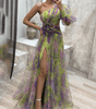 Robe Maxi à Une Épaule et Imprimé Floral pour Femmes