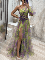 Robe Maxi à Une Épaule et Imprimé Floral pour Femmes