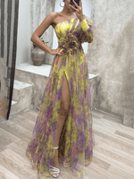 Robe Maxi à Une Épaule et Imprimé Floral pour Femmes