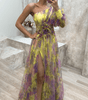 Robe Maxi à Une Épaule et Imprimé Floral pour Femmes