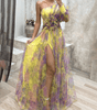 Robe Maxi à Une Épaule et Imprimé Floral pour Femmes