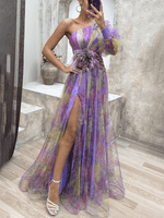 Robe Maxi à Une Épaule et Imprimé Floral pour Femmes