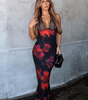 Robe Maxi Col Halter Imprimé Floral pour Femmes
