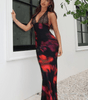 Robe Maxi Col Halter Imprimé Floral pour Femmes