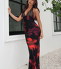 Robe Maxi Col Halter Imprimé Floral pour Femmes