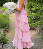 Robe Maxi Col Halter Volants pour Femmes
