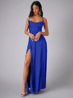 Robe Maxi Fente Haute et Bretelles Réglables pour Femmes
