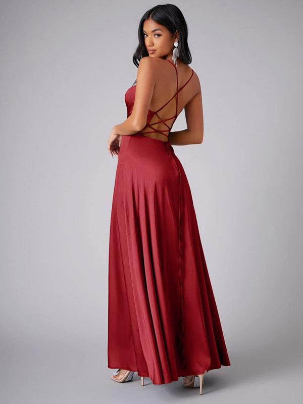 Robe Maxi Fente Haute et Bretelles Réglables pour Femmes