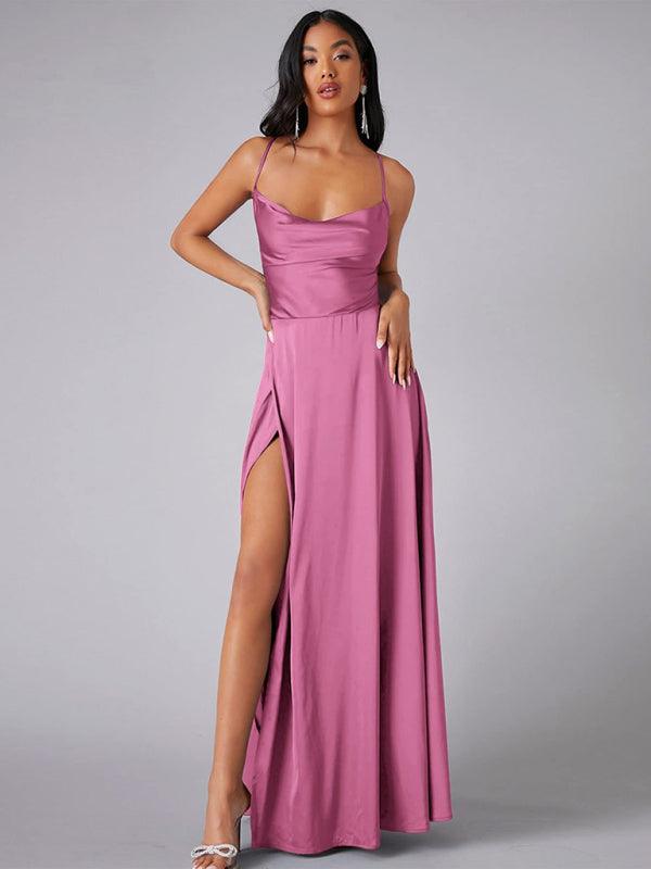 Robe Maxi Fente Haute et Bretelles Réglables pour Femmes