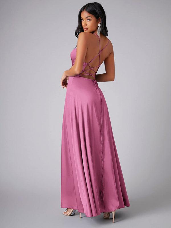 Robe Maxi Fente Haute et Bretelles Réglables pour Femmes