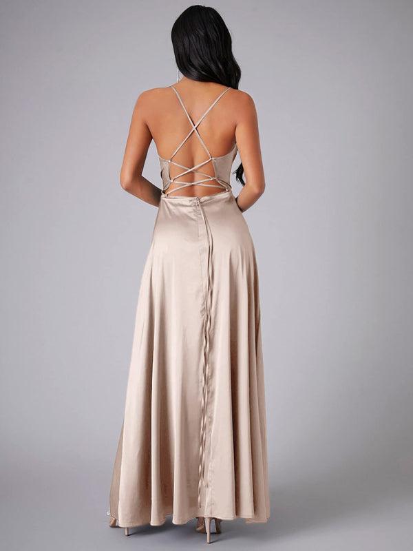 Robe Maxi Fente Haute et Bretelles Réglables pour Femmes