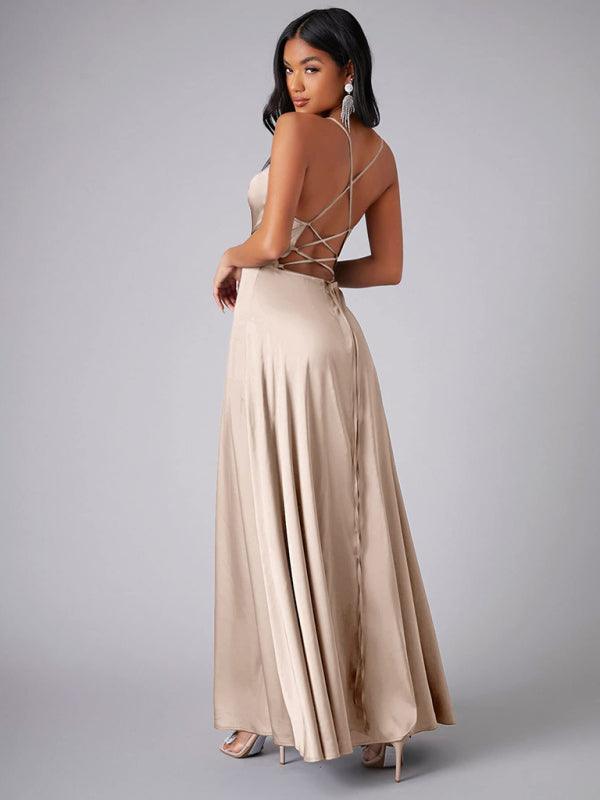 Robe Maxi Fente Haute et Bretelles Réglables pour Femmes