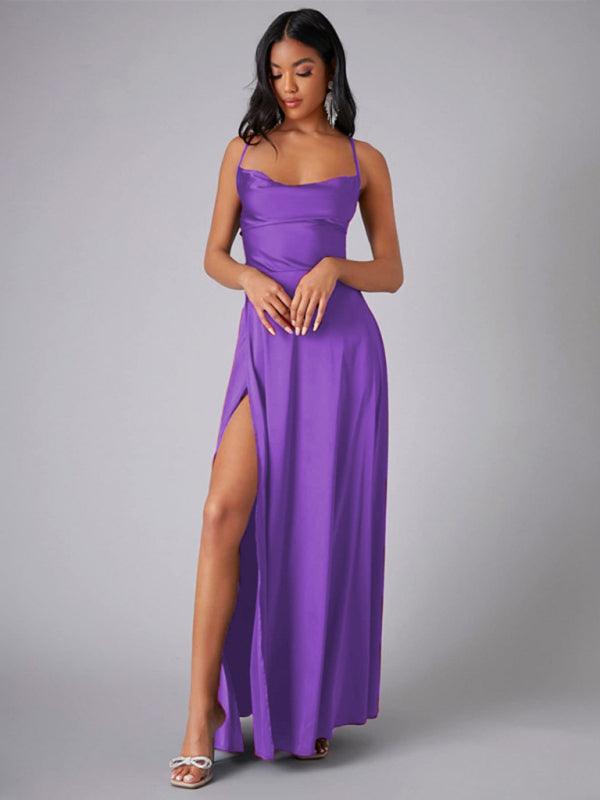 Robe Maxi Fente Haute et Bretelles Réglables pour Femmes