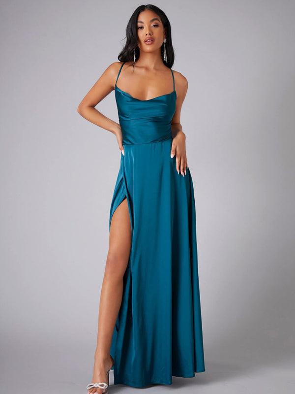 Robe Maxi Fente Haute et Bretelles Réglables pour Femmes
