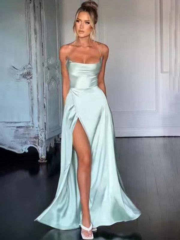 Robe Maxi Fente Haute et Bretelles Réglables pour Femmes