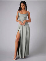 Robe Maxi Fente Haute et Bretelles Réglables pour Femmes