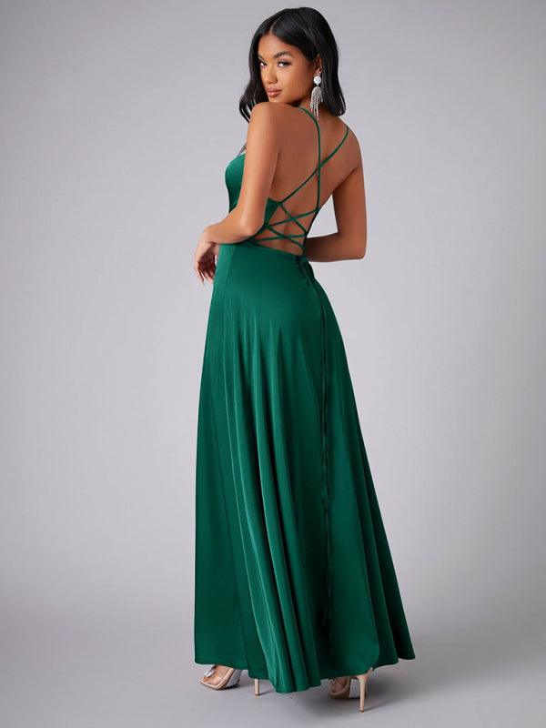 Robe Maxi Fente Haute et Bretelles Réglables pour Femmes