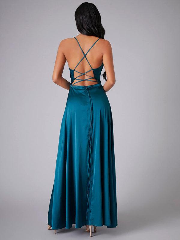 Robe Maxi Fente Haute et Bretelles Réglables pour Femmes