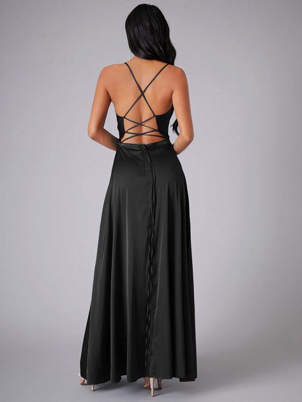 Robe Maxi Fente Haute et Bretelles Réglables pour Femmes
