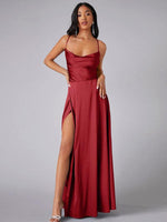 Robe Maxi Fente Haute et Bretelles Réglables pour Femmes