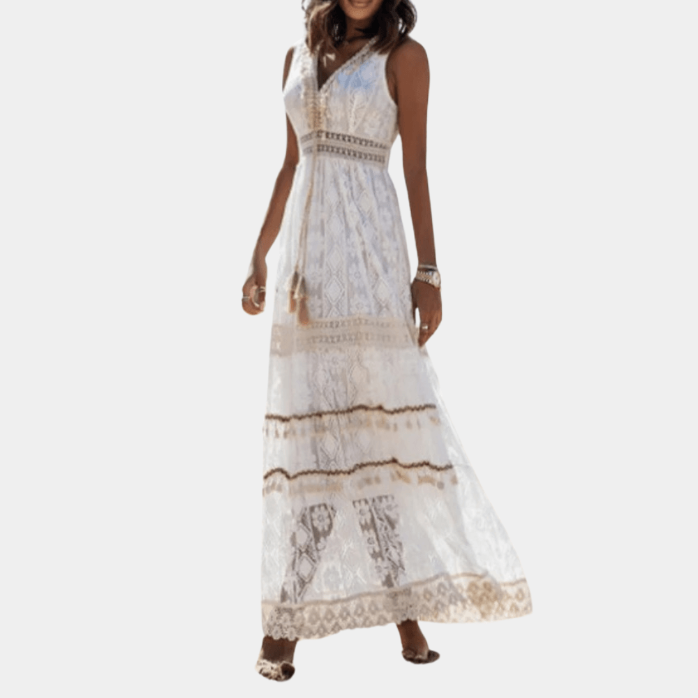 Robe Maxi en Dentelle Style Boho pour Femmes