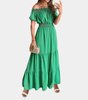 Maxi Robe Épaules Dénudées et Taille Froncée pour Femmes