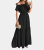 Maxi Robe Épaules Dénudées et Taille Froncée pour Femmes