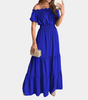 Maxi Robe Épaules Dénudées et Taille Froncée pour Femmes