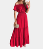 Maxi Robe Épaules Dénudées et Taille Froncée pour Femmes