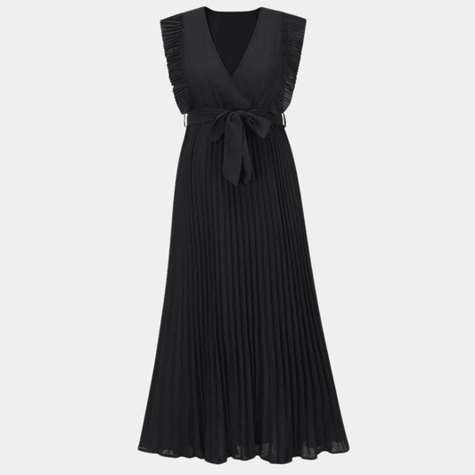 Robe Maxi Plissée avec Ceinture Nœud pour Femmes