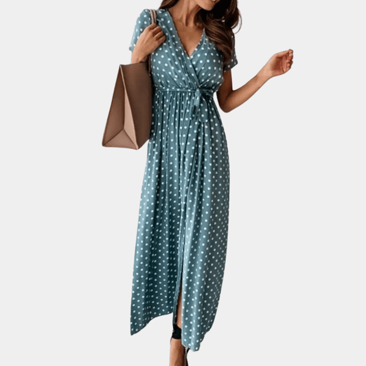 Robe Maxi à Pois avec Décolleté en V pour Femmes