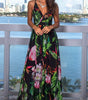 Robe Maxi Imprimé Tropical Décolleté en V pour Femmes