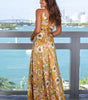 Robe Maxi Imprimé Tropical Décolleté en V pour Femmes