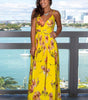 Robe Maxi Imprimé Tropical Décolleté en V pour Femmes