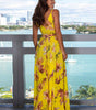 Robe Maxi Imprimé Tropical Décolleté en V pour Femmes