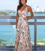 Robe Maxi Imprimé Tropical Décolleté en V pour Femmes