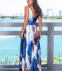 Robe Maxi Imprimé Tropical Décolleté en V pour Femmes