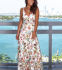 Robe Maxi Imprimé Tropical Décolleté en V pour Femmes