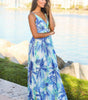 Robe Maxi Imprimé Tropical Décolleté en V pour Femmes