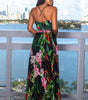 Robe Maxi Imprimé Tropical Décolleté en V pour Femmes