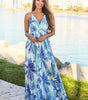 Robe Maxi Imprimé Tropical Décolleté en V pour Femmes