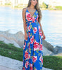 Robe Maxi Imprimé Tropical Décolleté en V pour Femmes